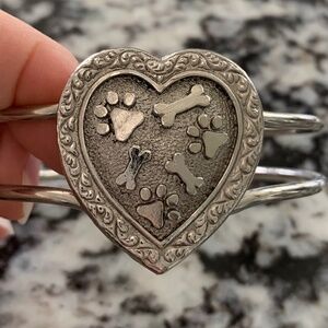 Dog Bone and Pawprint Silver Bracelet